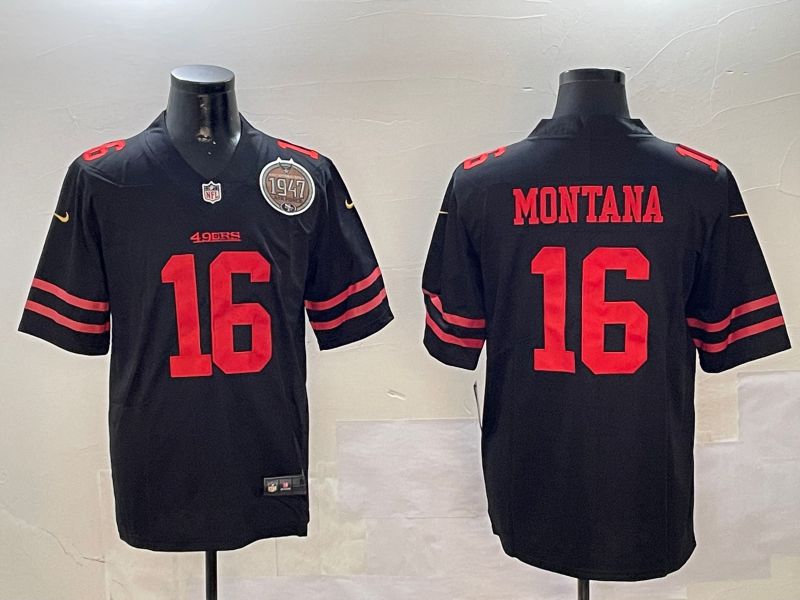 Men San Francisco 49ers #16 Montana Black Second generation 2024 Nike Limited NFL Jersey style 01087->san francisco 49ers->NFL Jersey